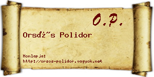 Orsós Polidor névjegykártya